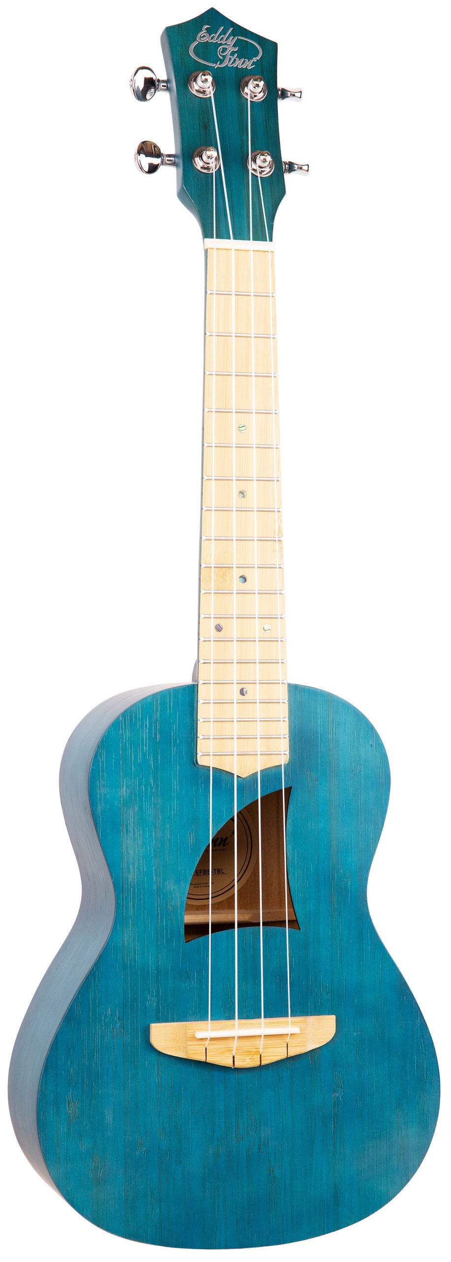 EDDY FINN EDDY FINN BAMBOO BEACH UKULELE WITH GIG BAG, TRANSPARENT BLUE
