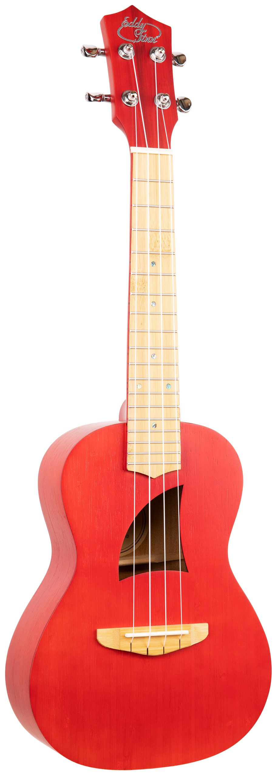 EDDY FINN EDDY FINN BAMBOO BEACH UKULELE WITH GIG BAG, TRANSPARENT RED