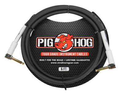 Pig Hog Pig Hog 6ft 1/4" Right angle - 1/4" Right angle 8mm Inst. Cable