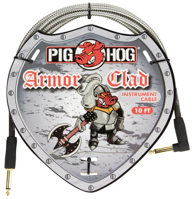 Pig Hog Pig Hog Armor Clad Instrument Cable, 10ft, Right Angle