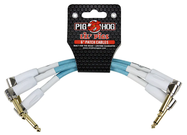 Pig Hog Pig Hog "Daphne Blue" 6" patch cables, 3pk