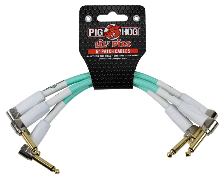 Pig Hog Pig Hog "Seafoam Green" 6" patch cables, 3pk