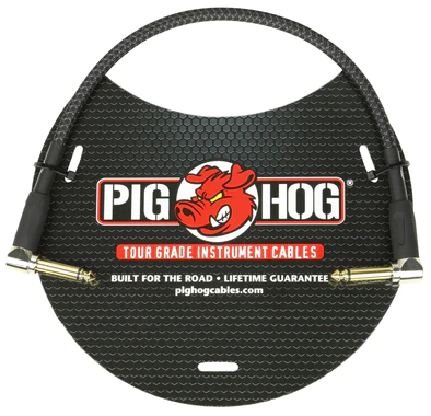Pig Hog Pig Hog "Black Woven" 1ft Right Angled Patch Cables
