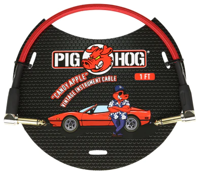 Pig Hog Pig Hog "Candy Apple Red" 1ft Right Angled Patch Cables