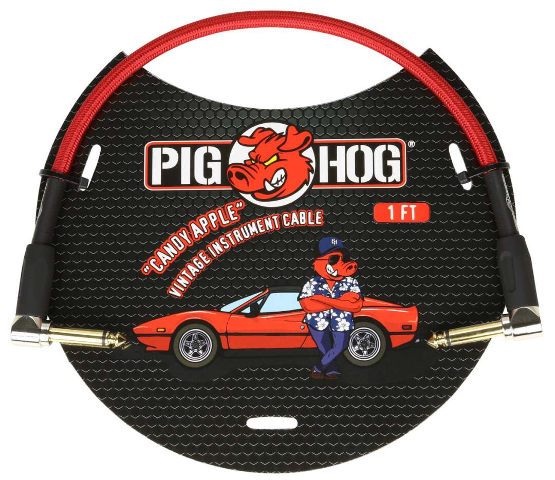 Pig Hog PIG HOG "CANDY APPLE RED" 1FT RIGHT ANGLED PATCH CABLE