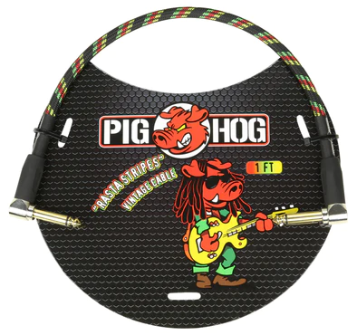 Pig Hog Pig Hog "Rasta Stripe" 1ft Right Angled Patch Cables