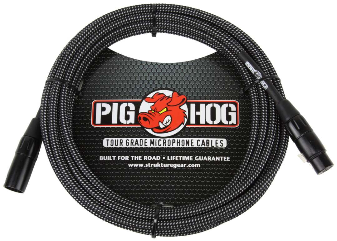 Pig Hog PIG HOG BLACK & WHITE WOVEN MIC CABLE, 20FT XLR