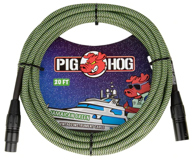 Pig Hog Pig Hog "Jamaican Green" Woven Mic Cable, 20ft.