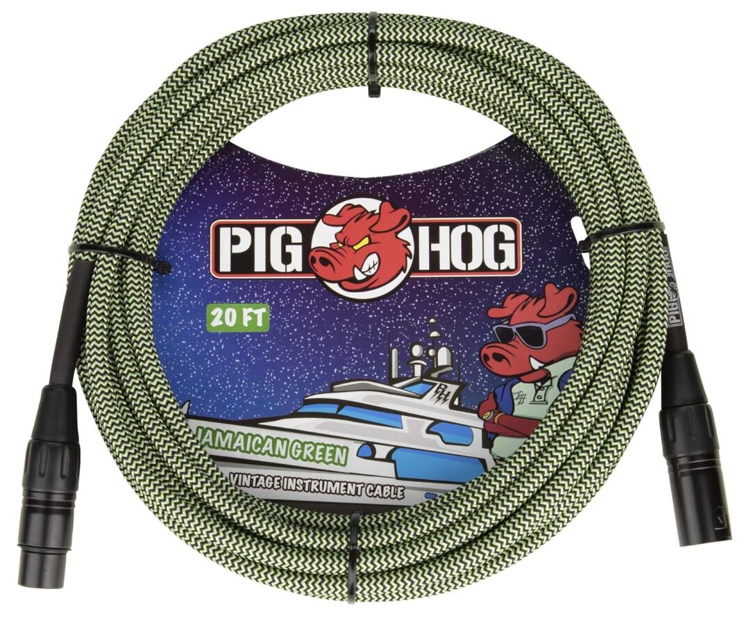 Pig Hog PIG HOG JAMAICAN GREEN WOVEN MIC CABLE, 20FT XLR