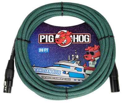 Pig Hog Pig Hog "Tahitian Blue" Woven Mic Cable, 20ft.