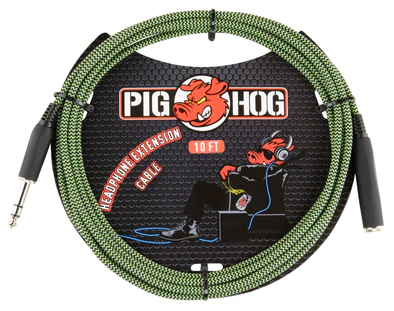 Pig Hog Pig Hog 10ft Headphone Extension Cable, 1/4", “Jamaican Green”