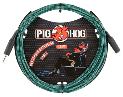 Pig Hog Pig Hog 10ft Headphone Extension Cable, 3.5mm, “Tahitian Blue”
