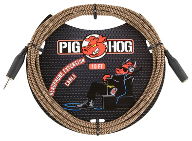 Pig Hog Pig Hog 10ft Headphone Extension Cable, 3.5mm, “Tuscan Brown”