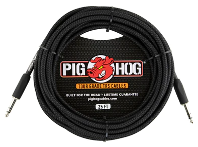 Pig Hog Pig Hog Vintage Seeris “Black Woven” TRS Cable, 25 ft