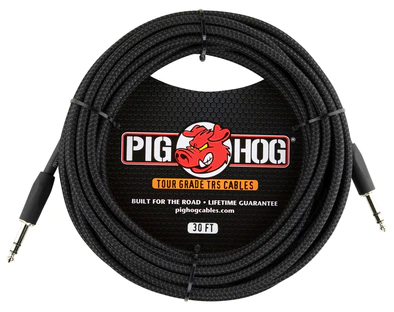 Pig Hog Pig Hog Vintage Series “Black Woven” TRS Cable, 30 ft