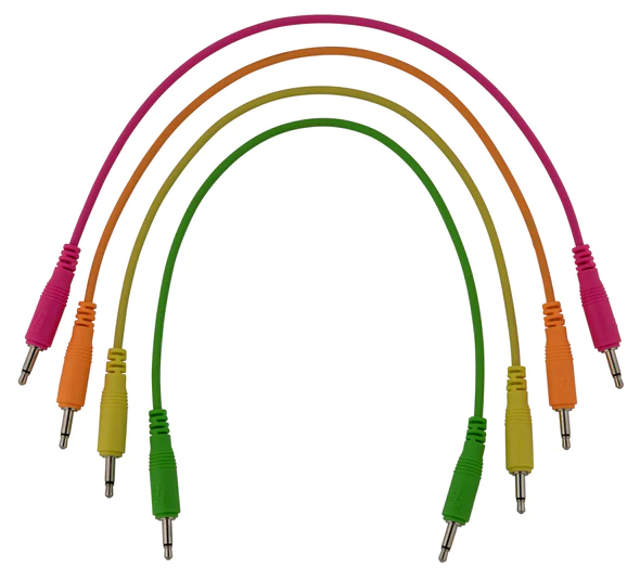 Unbranded 4 pk 10" mono patch cables (Neon orange, neon green, neon yellow, neon pink)