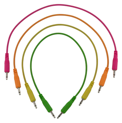 Unbranded 4 pk 12" mono patch cables (Neon orange, neon green, neon yellow, neon pink)