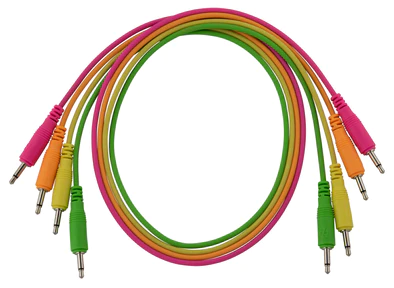 Unbranded 4 pk 24" mono patch cables (Neon orange, neon green, neon yellow, neon pink)