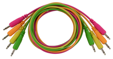 Unbranded 4 pk 48" mono patch cables (Neon orange, neon green, neon yellow, neon pink)