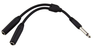 Unbranded 6" Y Cable, Mono 1/4"(M)-Dual Mono 1/4"(F)