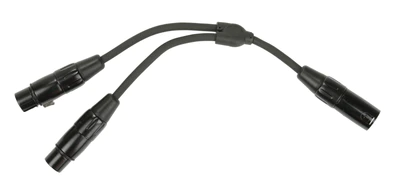 Unbranded 6" Y Cable, XLR(M)-Dual XLR(F)