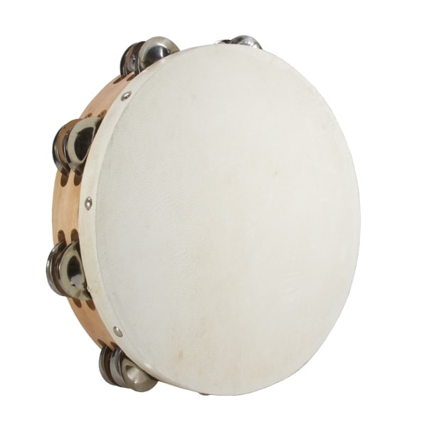 Tambourine, Tambourine, 10" w/ Skin Head, Double Row of Jingles