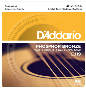 D'Addario D'Addario EJ19 Phosphor Bronze Bluegrass Medium Light Acoustic Guitar Strings .012-.056 Gauge
