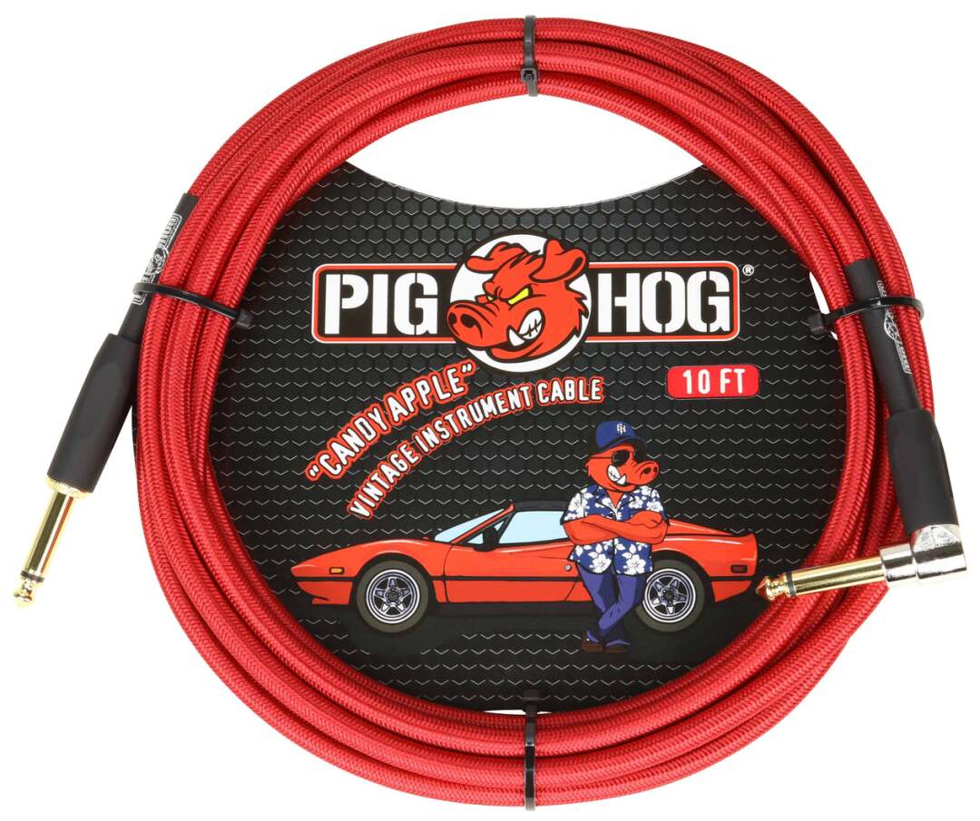 Pig Hog Pig Hog PCH10 Instrument Cable. 10' - Candy Apple Red Right