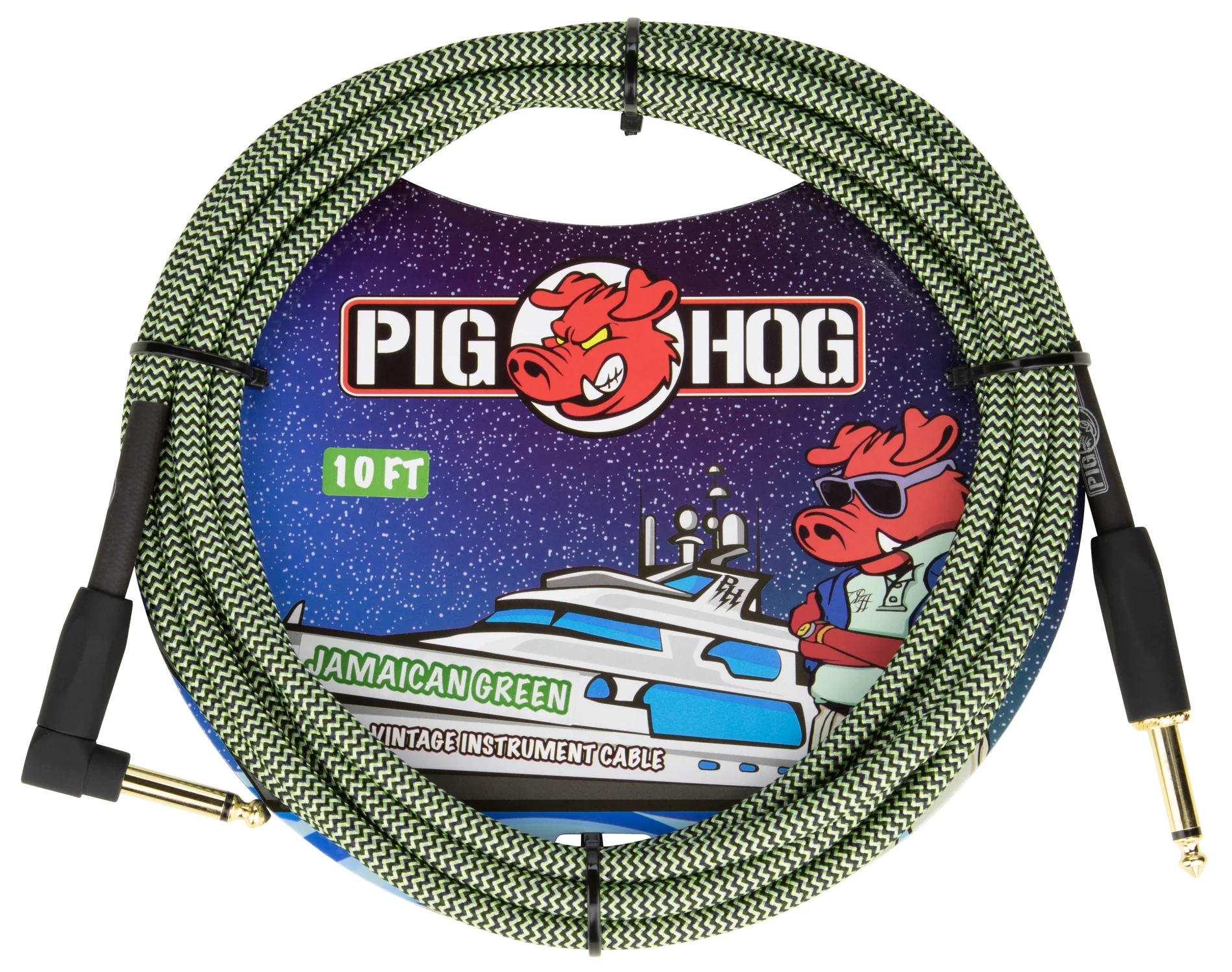 Pig Hog PIG HOG VINTAGE SERIES INSTRUMENT CABLE, 10FT, JAMAICAN GREEN