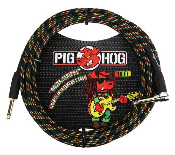 Pig Hog PIG HOG VINTAGE SERIES INSTRUMENT CABLE, 10FT, RASTA STRIPES