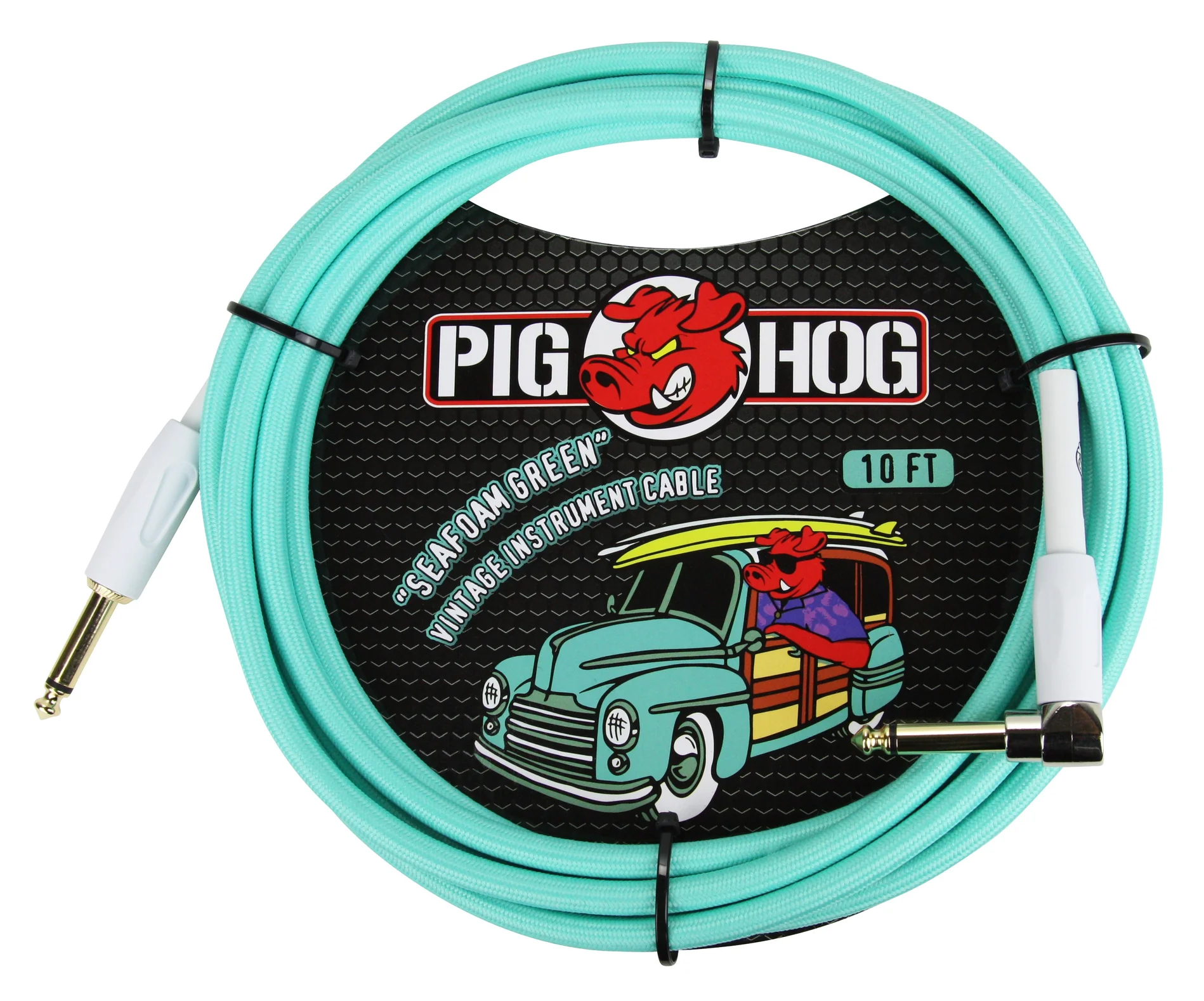 Pig Hog PIG HOG VINTAGE SERIES INSTRUMENT CABLE, 10FT, SEAFOAM GREEN