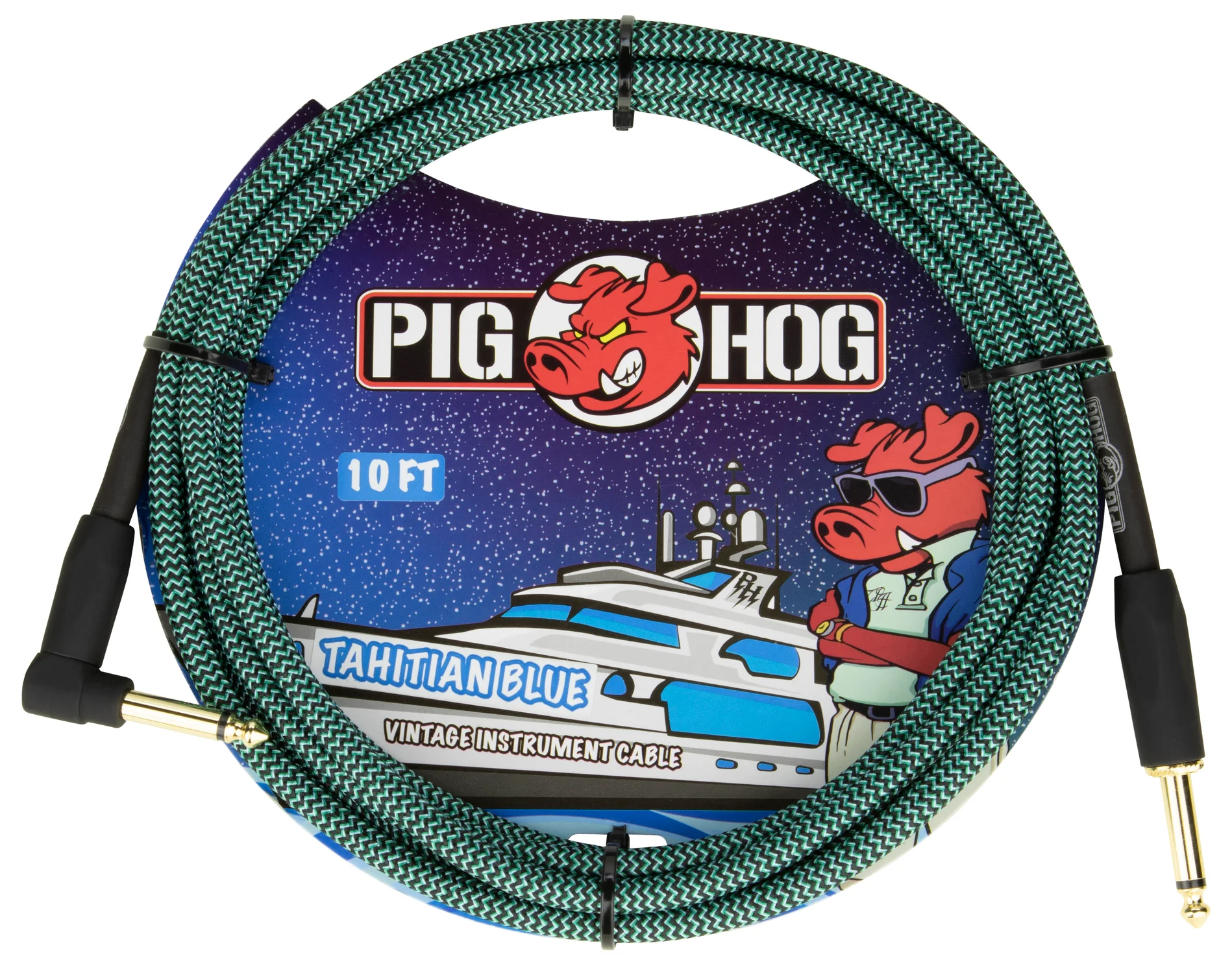 Pig Hog PIG HOG VINTAGE SERIES INSTRUMENT CABLE, 10FT, TAHITIAN BLUE