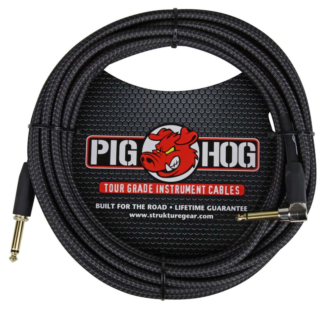 Pig Hog Pig Hog PCH20 Instrument Cable - Black Woven Right