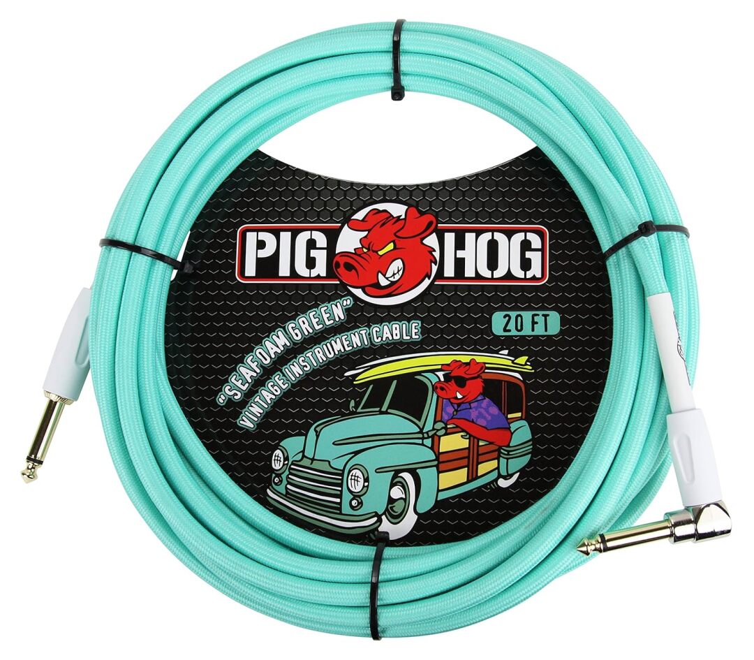 Pig Hog Pig Hog PCH20 Instrument Cable - Surf Green Right Angle