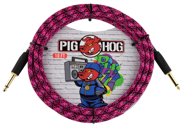 Pig Hog PIG HOG INSTRUMENT CABLE, 10FT STRAIGHT, PINK GRAFFITI