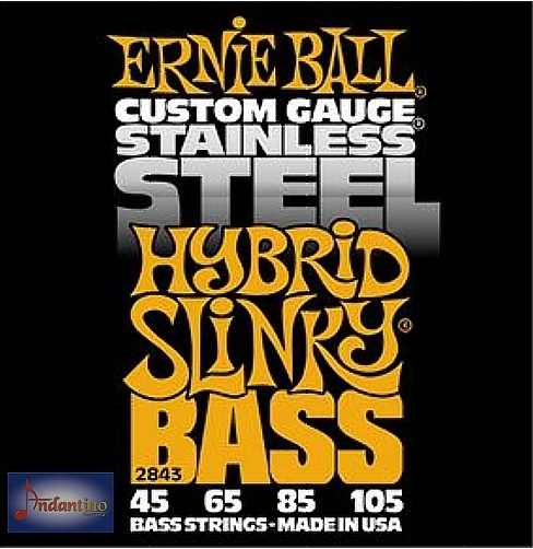 Ernie Ball Ernie Ball 2843 Hybrid Slinky Stainless Steel Bass Strings 45-105 Gauge