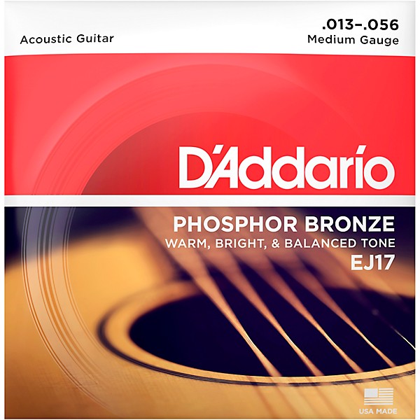 PHOSPHOR D'Addario EJ17 Phosphor Bronze Medium Acoustic Strings Single-Pack