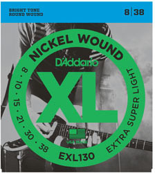 D'Addario D'Addario EXL130 Nickel Extra Super Light Electric Guitar Strings 8-38 Gauge