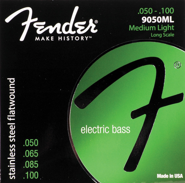 FENDER Fender 9050ML Stainless Steel Flatwound Long Scale Bass Strings - Medium Light 50-100