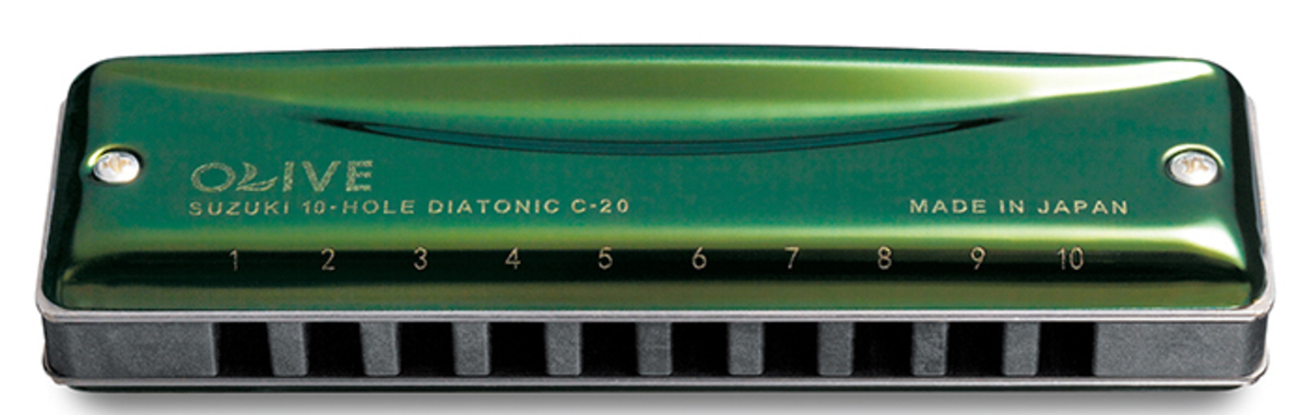 SUZUKI SUZUKI OLIVE 10 HOLE DIATONIC HARMONICA,