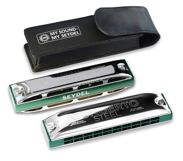 SEYDEL SEYDEL CONCERTO STEEL OCTAVE HARMONICA W/REAL LEATHER CASE
