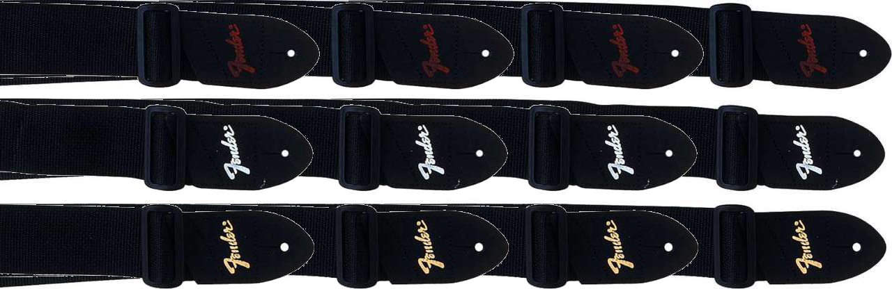 FENDER FENDER ECONOMY STRAP ASSORTMENT (12) 2" BLACK POLY GUITAR STRAPS