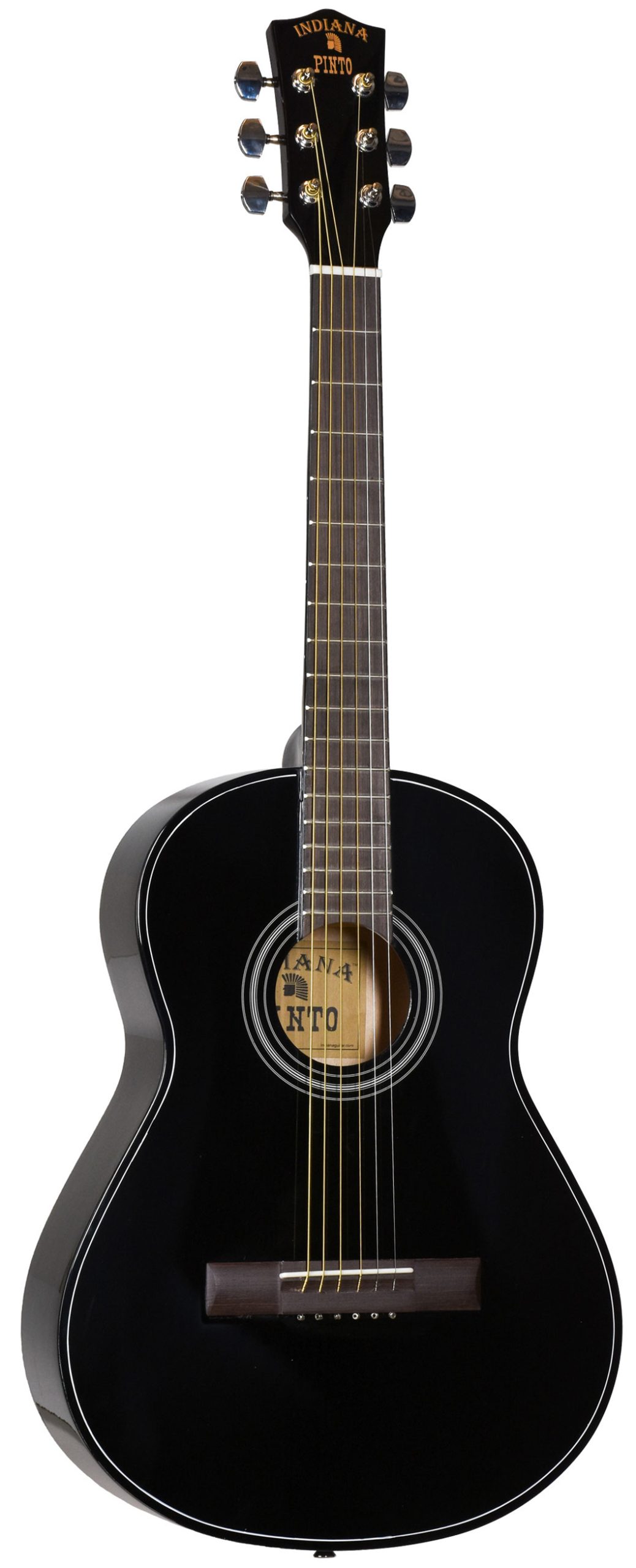 INDIANA INDIANA PINTO GUITAR, BLACK GLOSS FINISH, WITH BAG