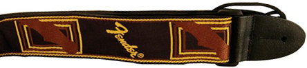 FENDER FENDER 2" MONOGRAMMED GUITAR STRAP, BLACK/YELLOW/BROWN