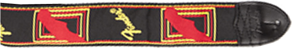 FENDER FENDER 2" MONOGRAMMED GUITAR STRAP, BLACK/YELLOW/RED