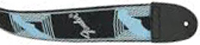 FENDER FENDER 2" MONOGRAMMED GUITAR STRAP, BLACK/LIGHT GREY/BLUE