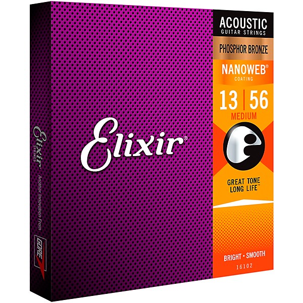 Elixir Elixir Strings 11102 Nanoweb 80/20 Acoustic Guitar Strings - .013-.056