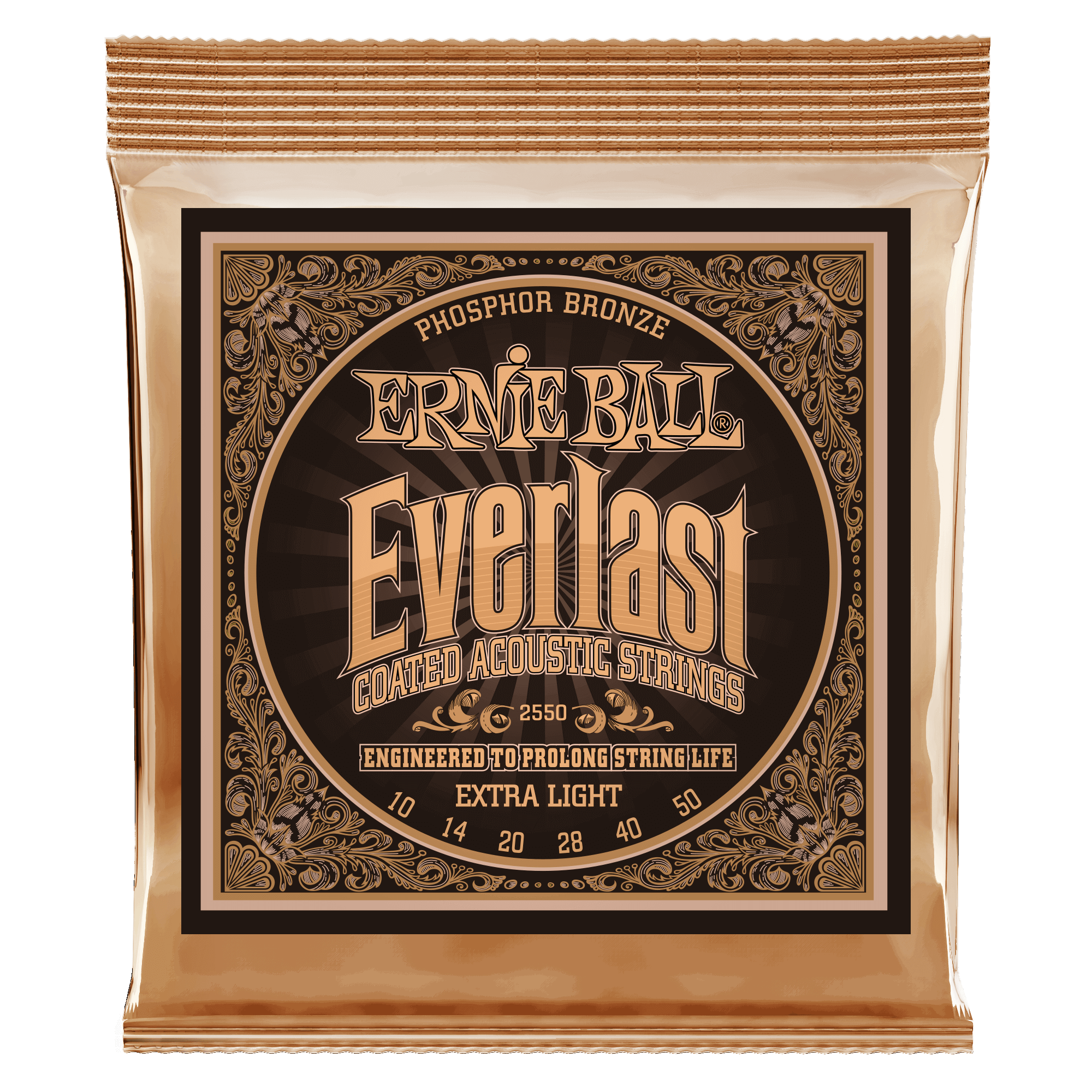 Ernie Ball Ernie Ball 2550 Everlast Extra Light Coated Phosphor Bronze Acoustic Guitar Strings - 10-50 Gauge