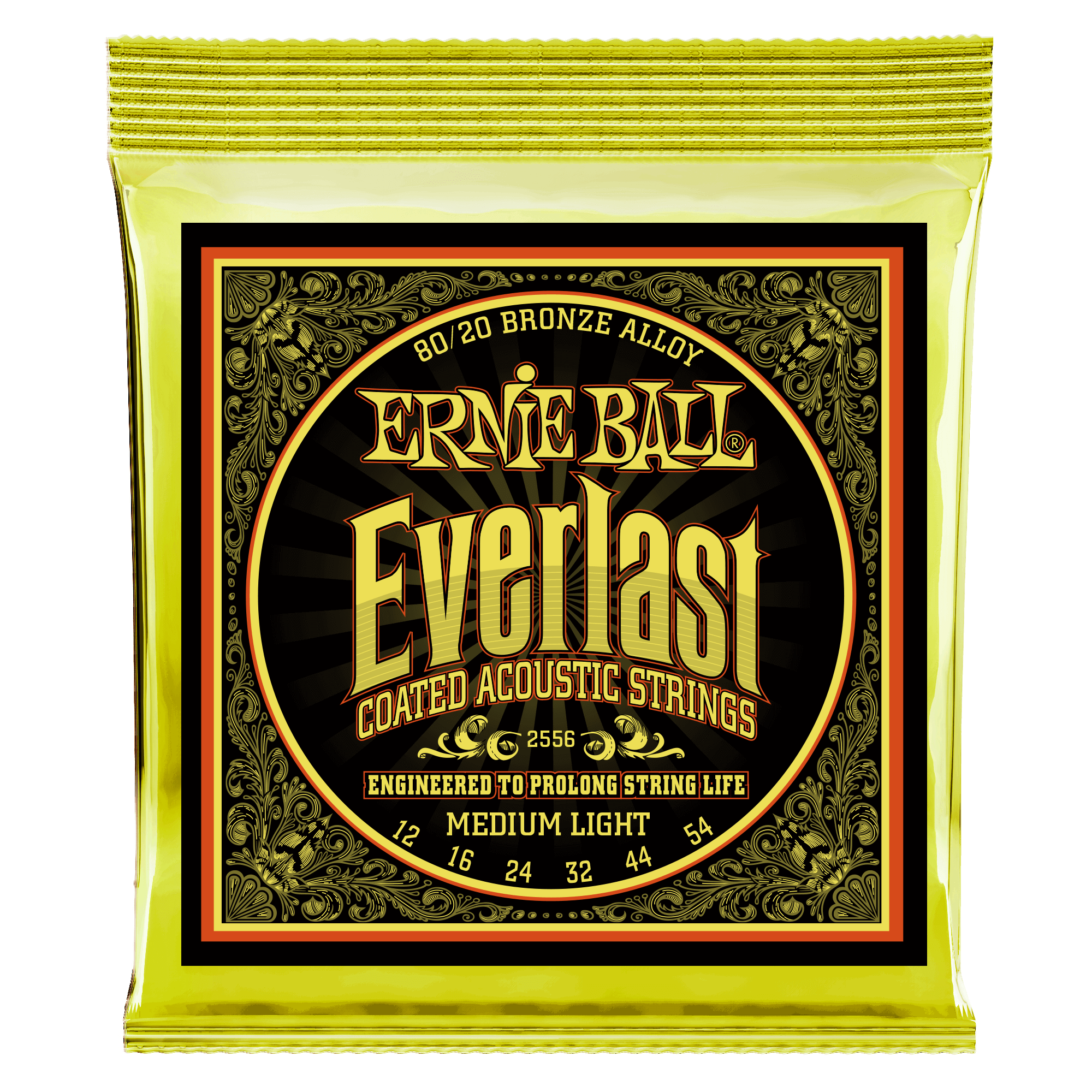 Ernie Ball Ernie Ball 2556 Everlast Medium Light Coated 80/20 Bronze Acoustic Guitar Strings - 12-54 Gauge