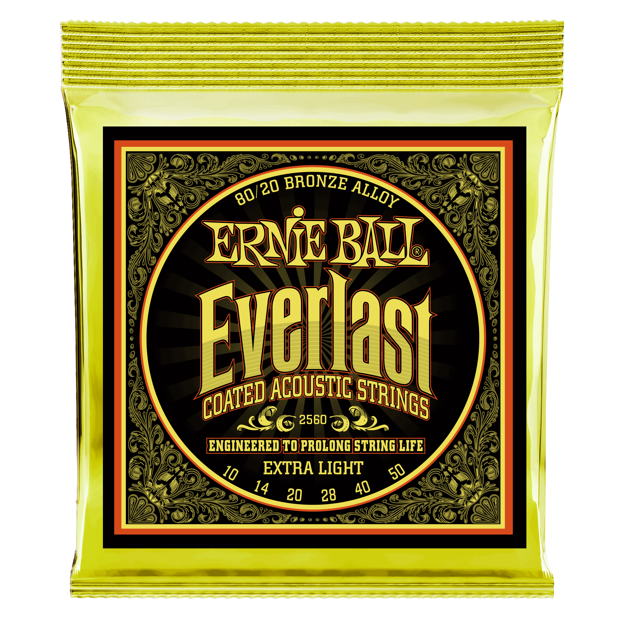 Ernie Ball Ernie Ball 2560 Everlast Extra Light Coated 80/20 Bronze Acoustic - 10-50 Gauge